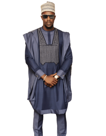 Metallic Blue Agbada